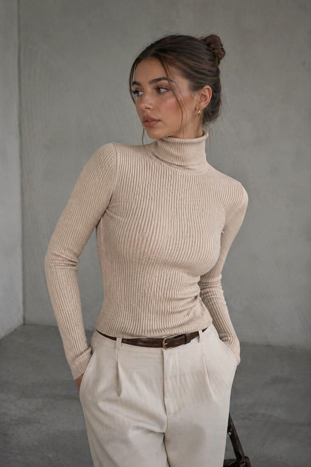 Ribbed Coltrui Dames Slim Fit
