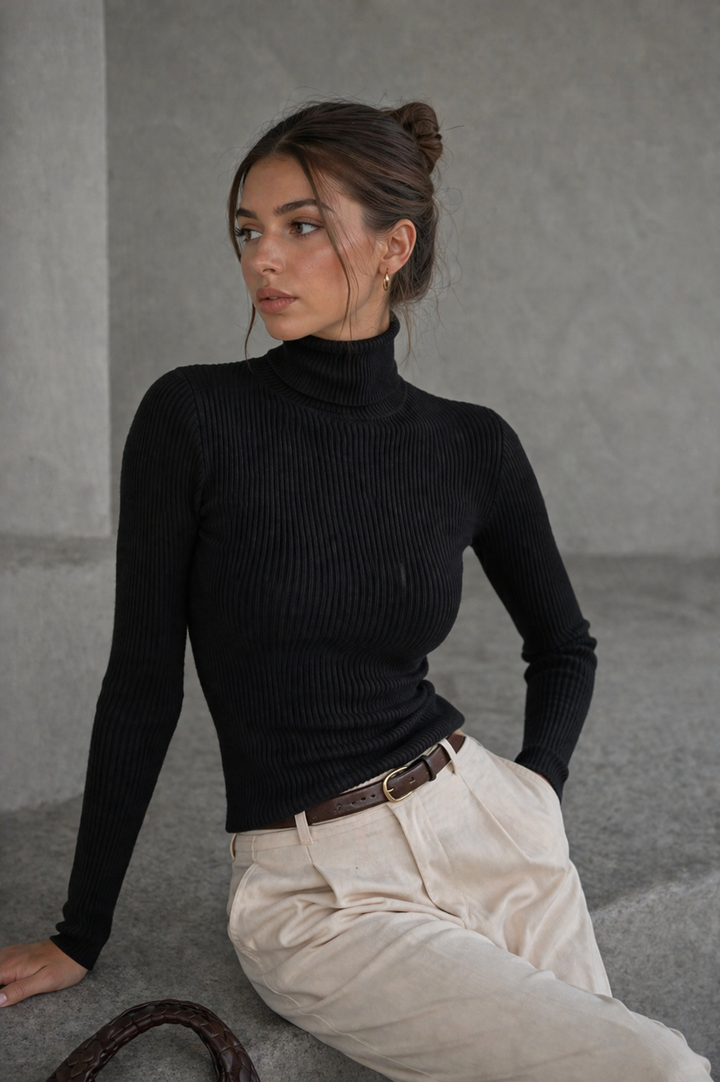 Ribbed Coltrui Dames Slim Fit