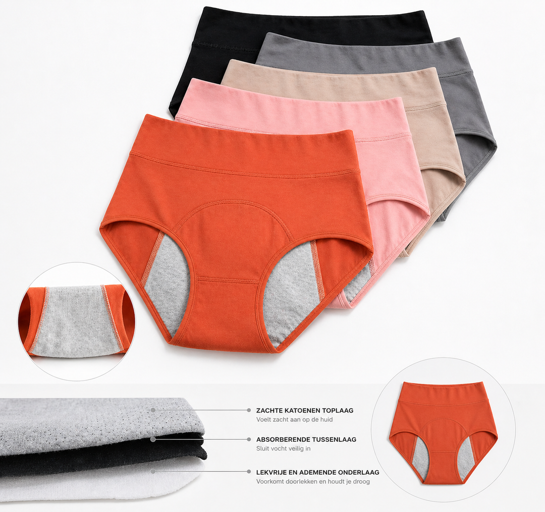 Premium Menstruatie Ondergoed Dames High Waist – Lekvrij
