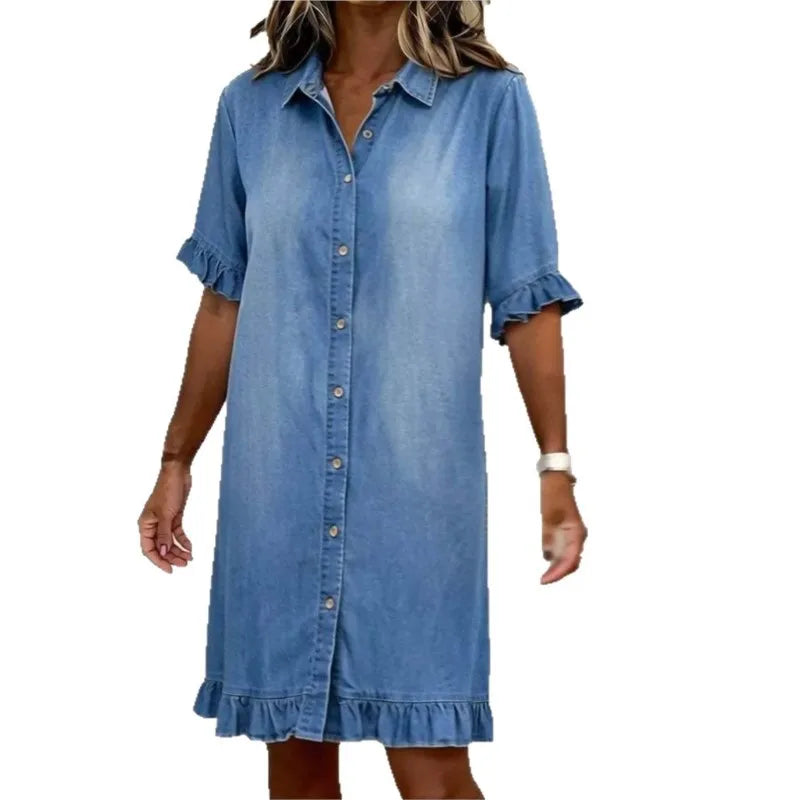 Ella I Denim jurk met relaxte fit & tijdloze look
