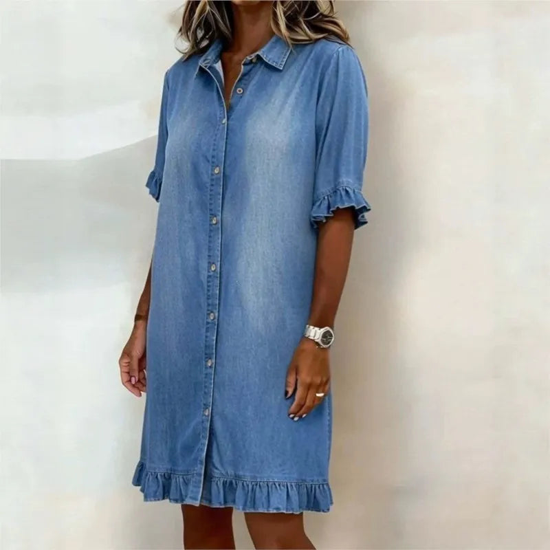 Ella I Denim jurk met relaxte fit & tijdloze look