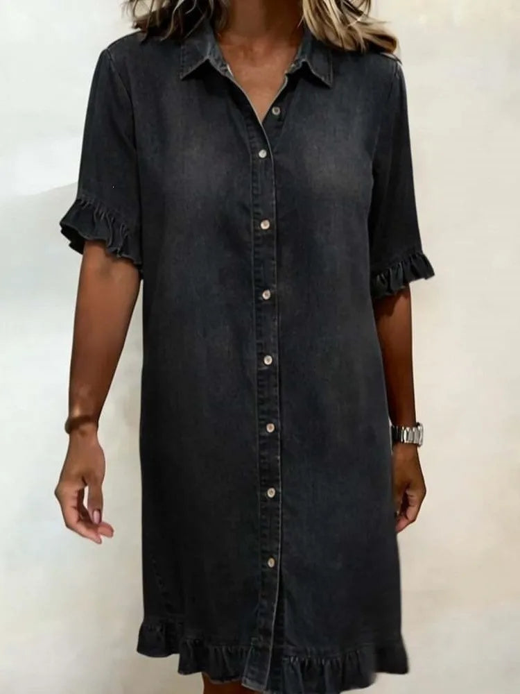 Ella I Denim jurk met relaxte fit & tijdloze look